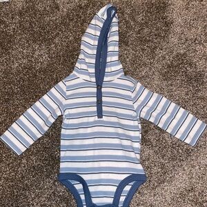 Carter's Navy and White Striped Hooded Bodysuit